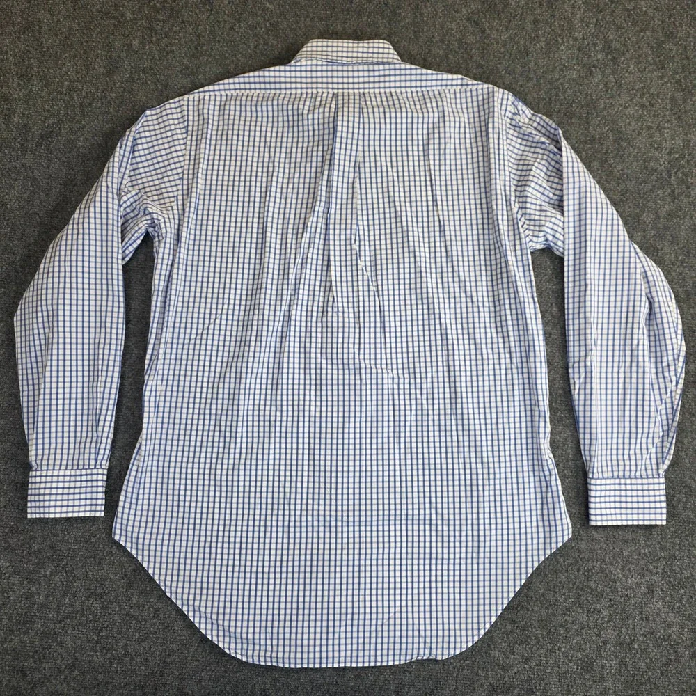 Ascot‎ Chang Dress Shirt Mens XL Blue Thomas Mason Gingham Check Button Up 2013 - Picture 2 of 12